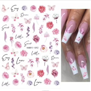 Nageldekoration stickers röda blommor